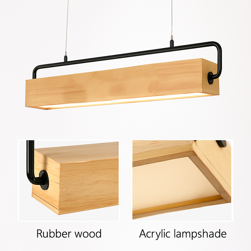 Suspension en bois nordiques LED lampes suspendues modernes pour salle à manger salon cuisine bureau boutique Bar café lampe suspendue à longue bande