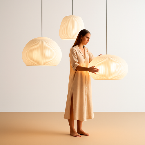 suspension en tissu tricoté style nordique pour intérieur élégant