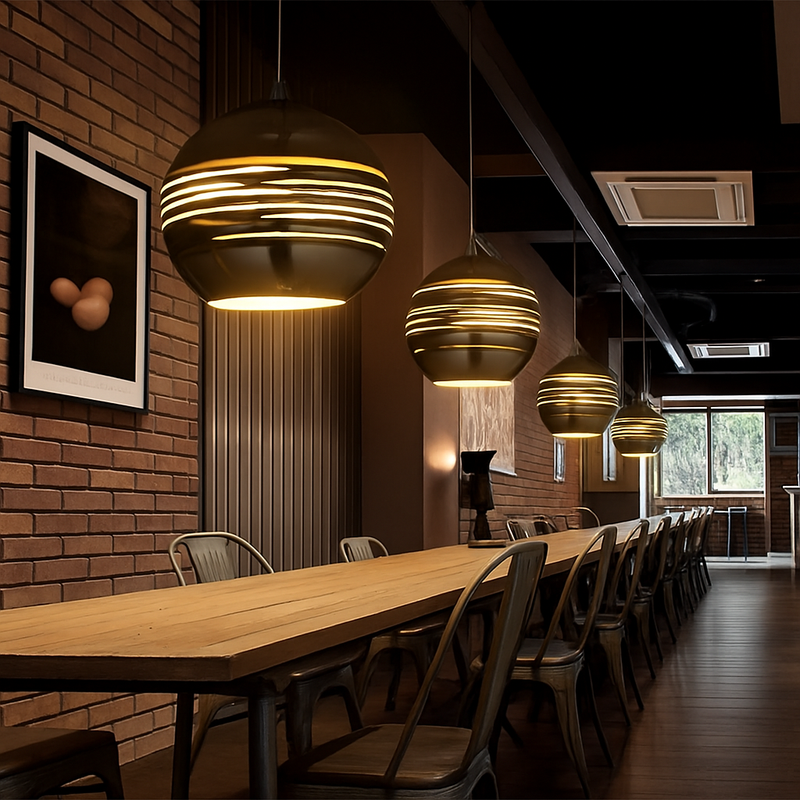 suspension en verre miroir pour loft bar et restaurant