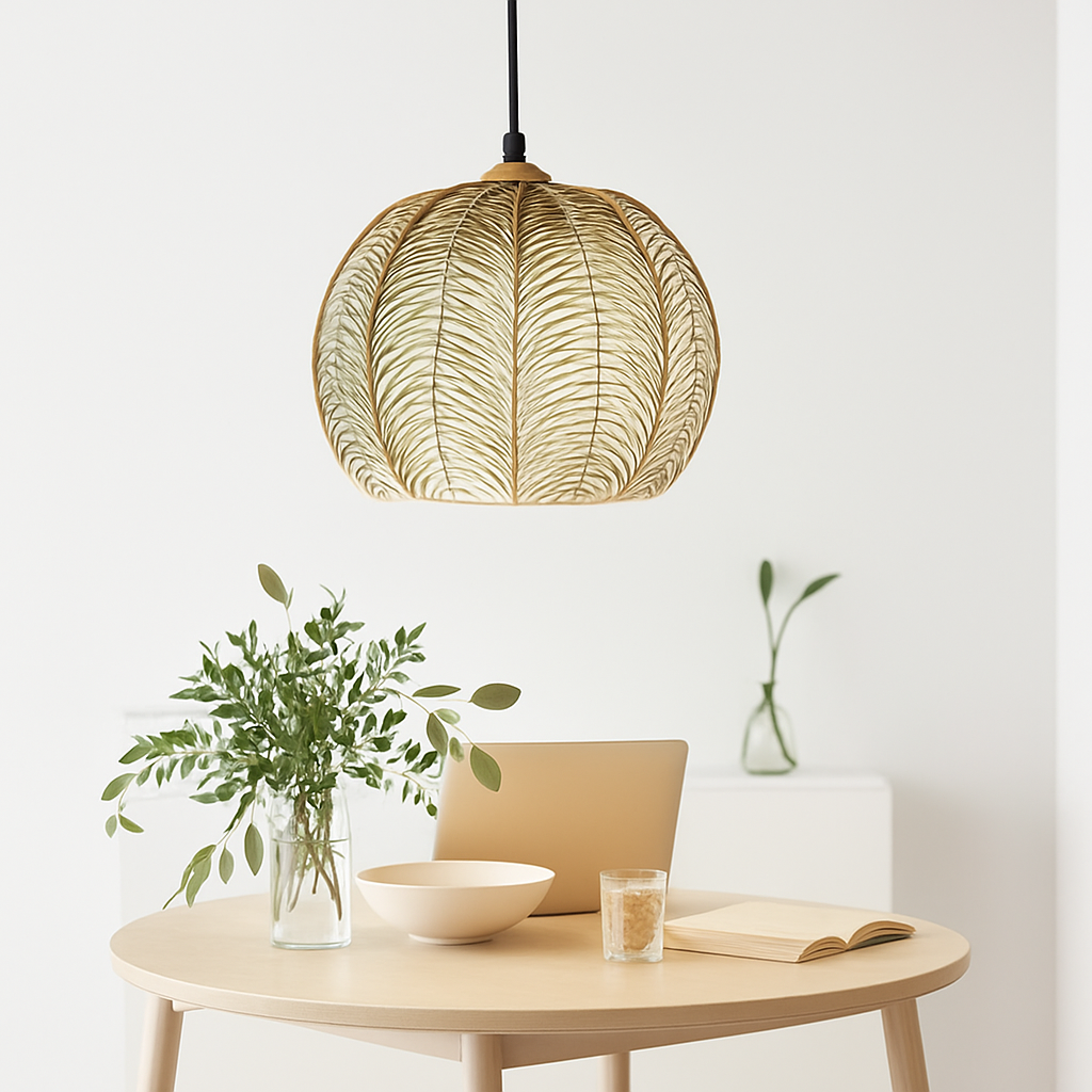 Suspension en verre moderne à motif de feuilles vertes - vue 5 sur 18