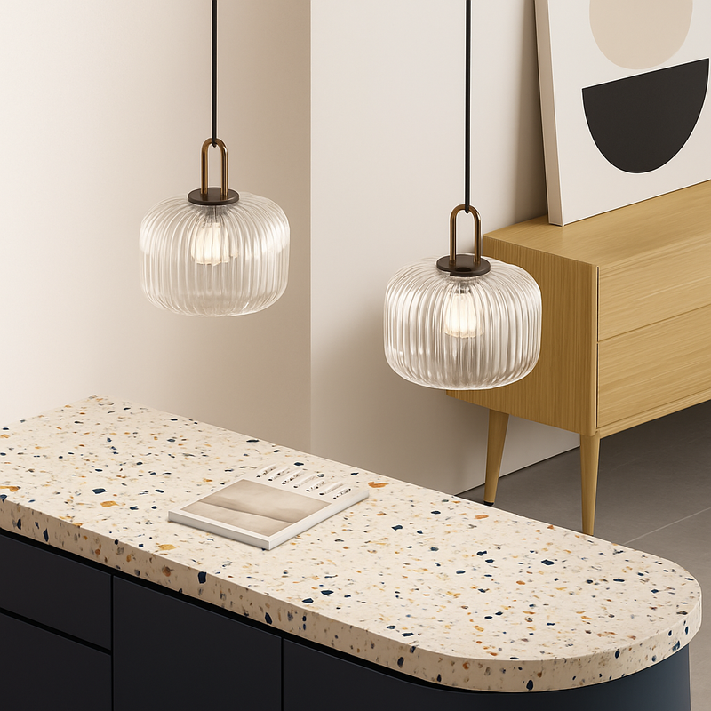 suspension en verre style citrouille pour décoration moderne