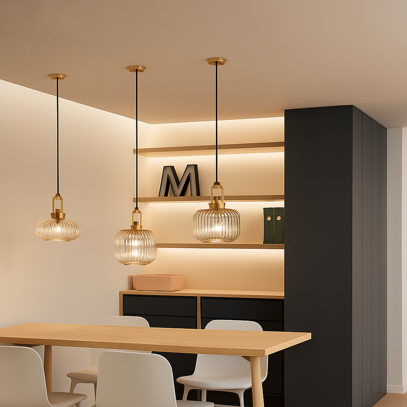 suspension en verre style citrouille pour décoration moderne