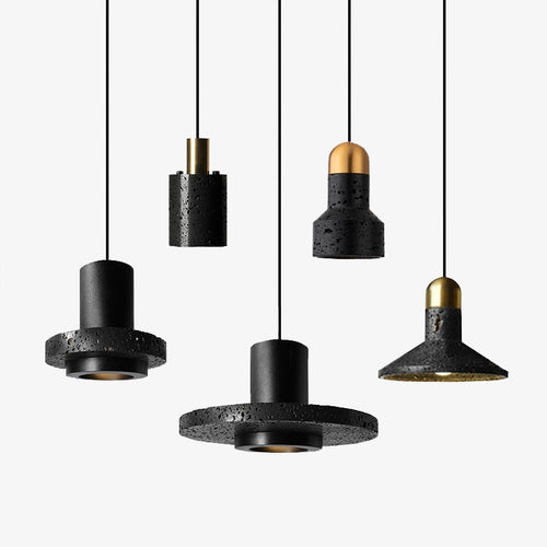 Suspension industrielle noir et doré Terrazzo