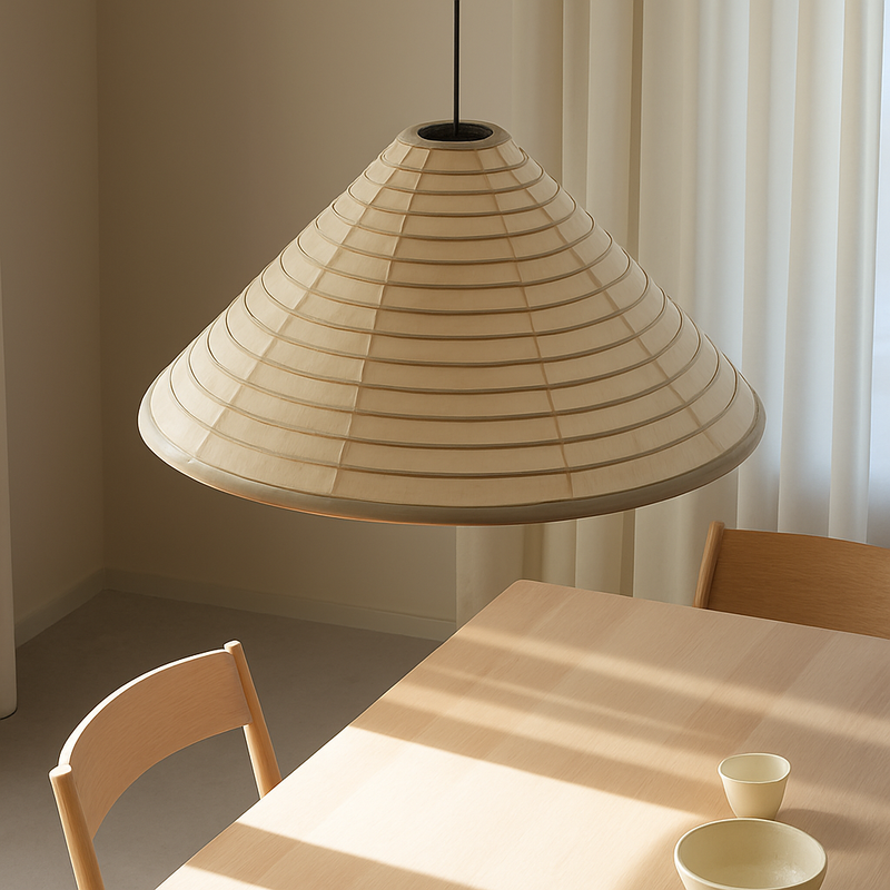 suspension japonaise wabi sabi en papier de riz pliable et circulaire