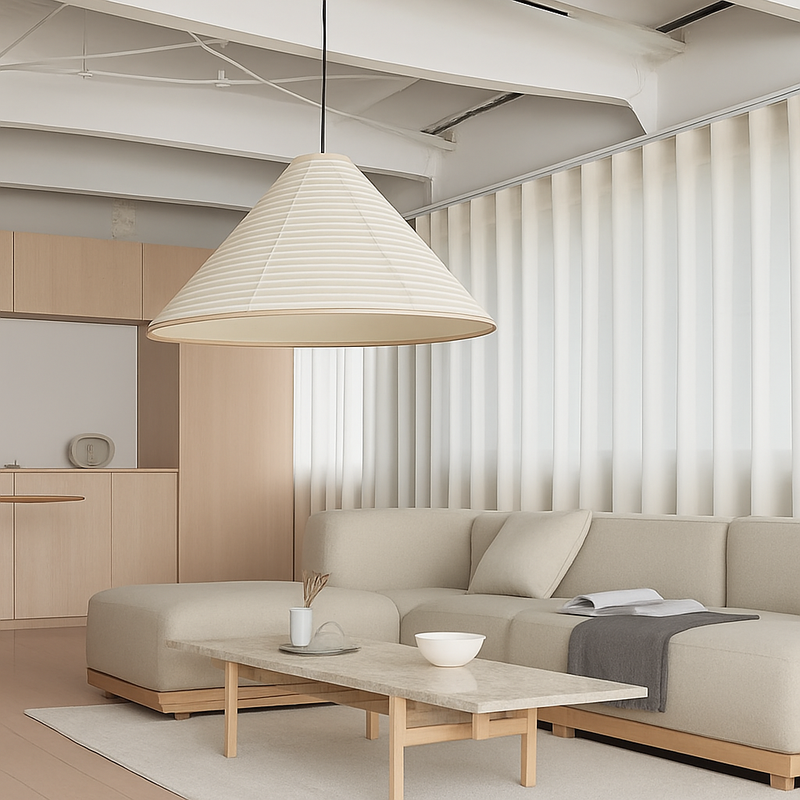 suspension japonaise wabi sabi en papier de riz pliable et circulaire