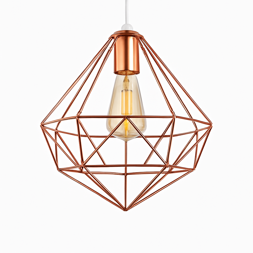 Suspension lampara de techo colgante éclairage suspendu moderne Cage en fer Loft cuisine salon suspension E27 or Rose - vue 10 sur 27
