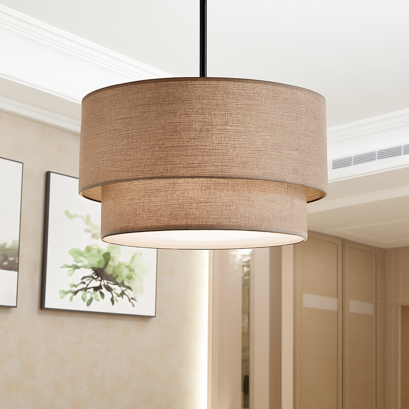 Suspension LED cylindrique en tissu Foyer