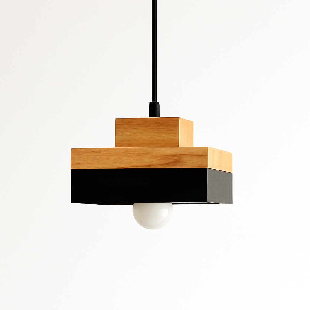 Suspension LED en bois (carré ou rond) - vue 5 sur 8