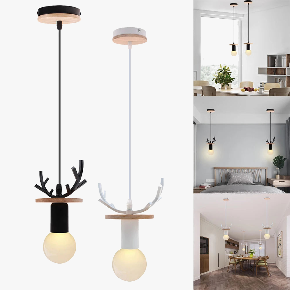 suspension led en bois simple nordique pour décoration maison