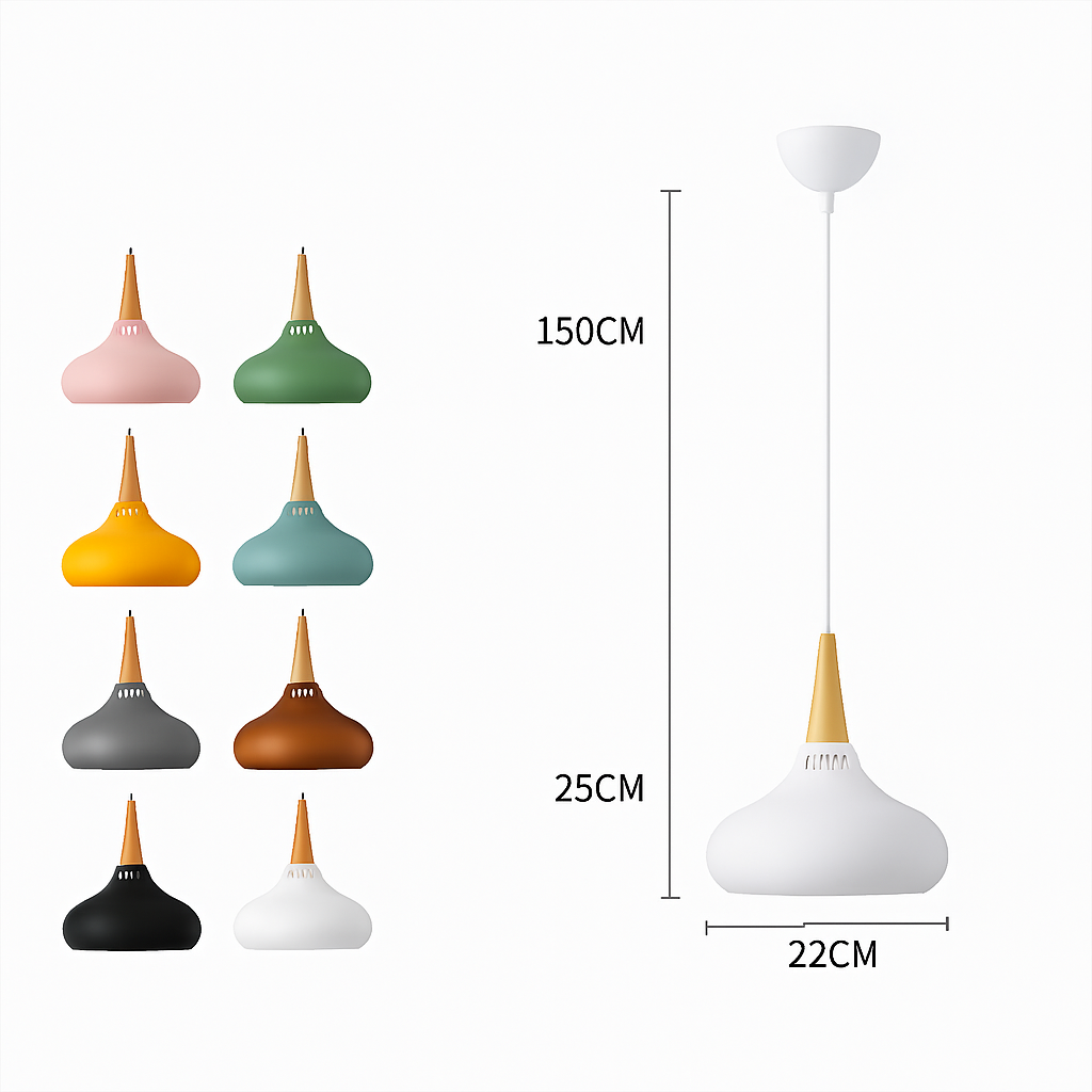 Suspension LED en métal et tige en bois Loft - vue 13 sur 13
