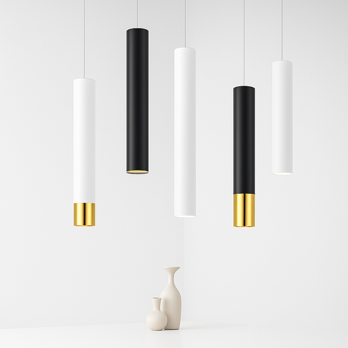 suspension led lampe long tube lustre aluminium suspendu foco