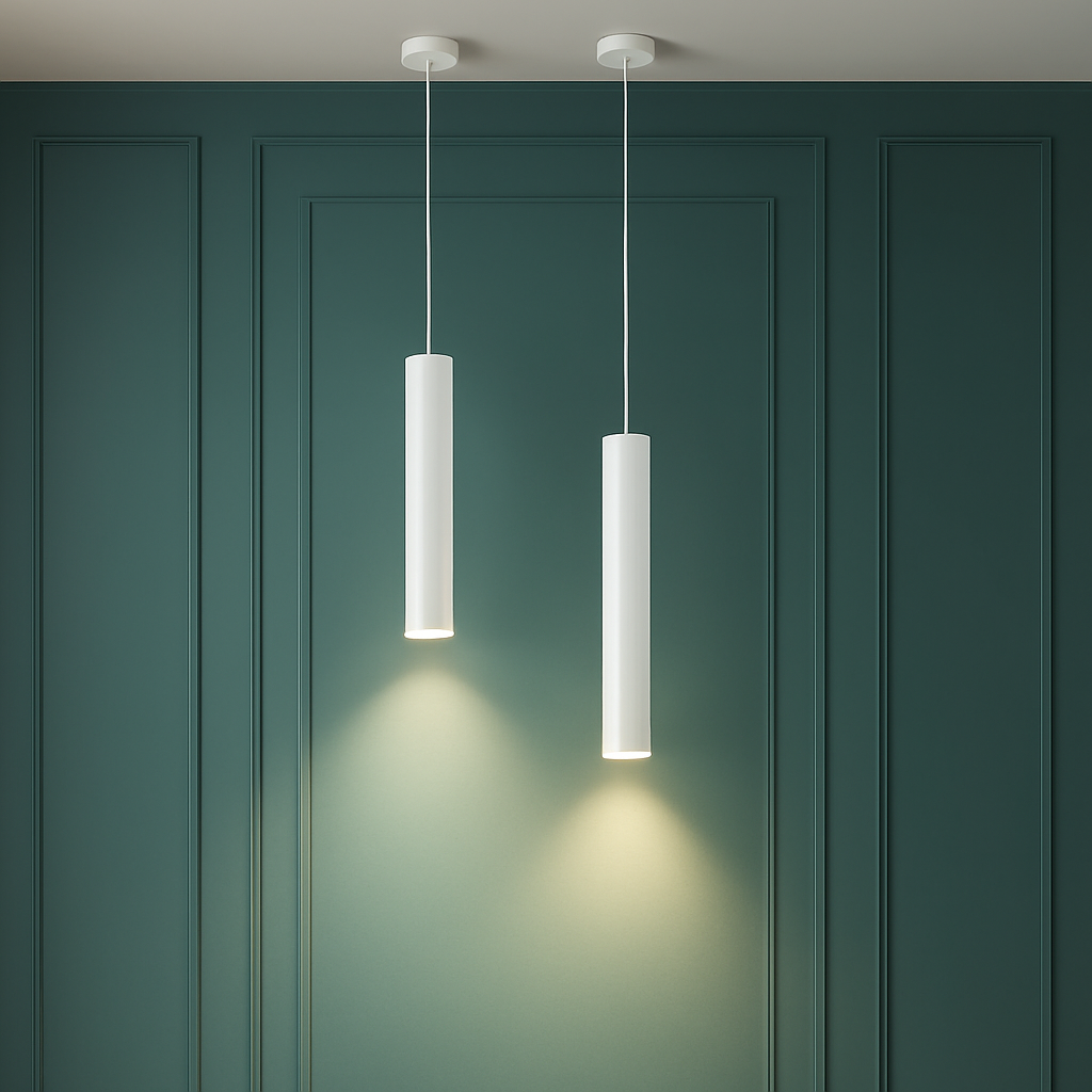 suspension led lampe long tube lustre aluminium suspendu foco - vue 5 sur 16
