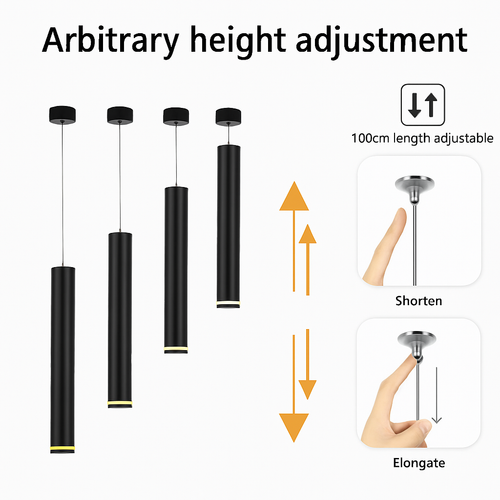 suspension led lampe long tube lustre aluminium suspendu foco