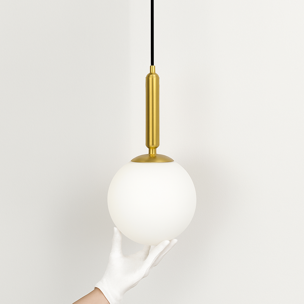 suspension luxueuse avec abat-jour en boule dorée - vue 11 sur 12