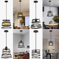 Suspension moderne Abat-jour Vintage Ruban LED Spirale Tourbillon Plafond Suspendu Lustre Salon Cuisine Luminaires