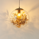 suspension moderne en verre et métal design avec fleur