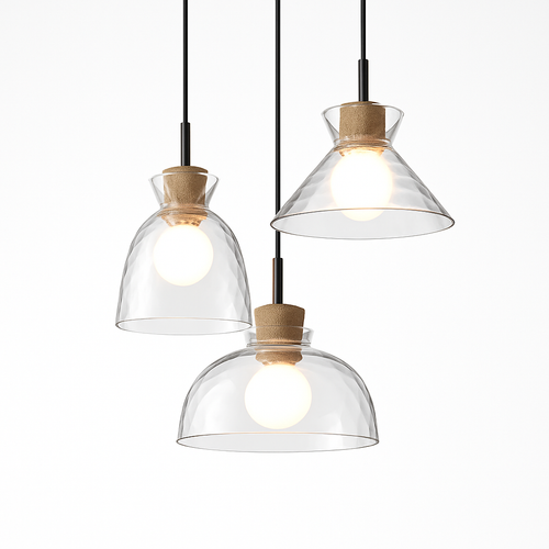 suspension nordique avec abat-jour en verre clair