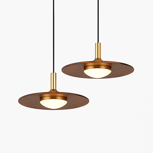 suspension nordique en bois et cuivre soucoupe volante pour intérieur