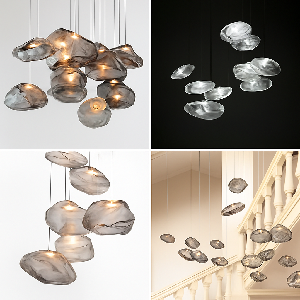 Suspension nordique en verre au Design nuage - vue 5 sur 9