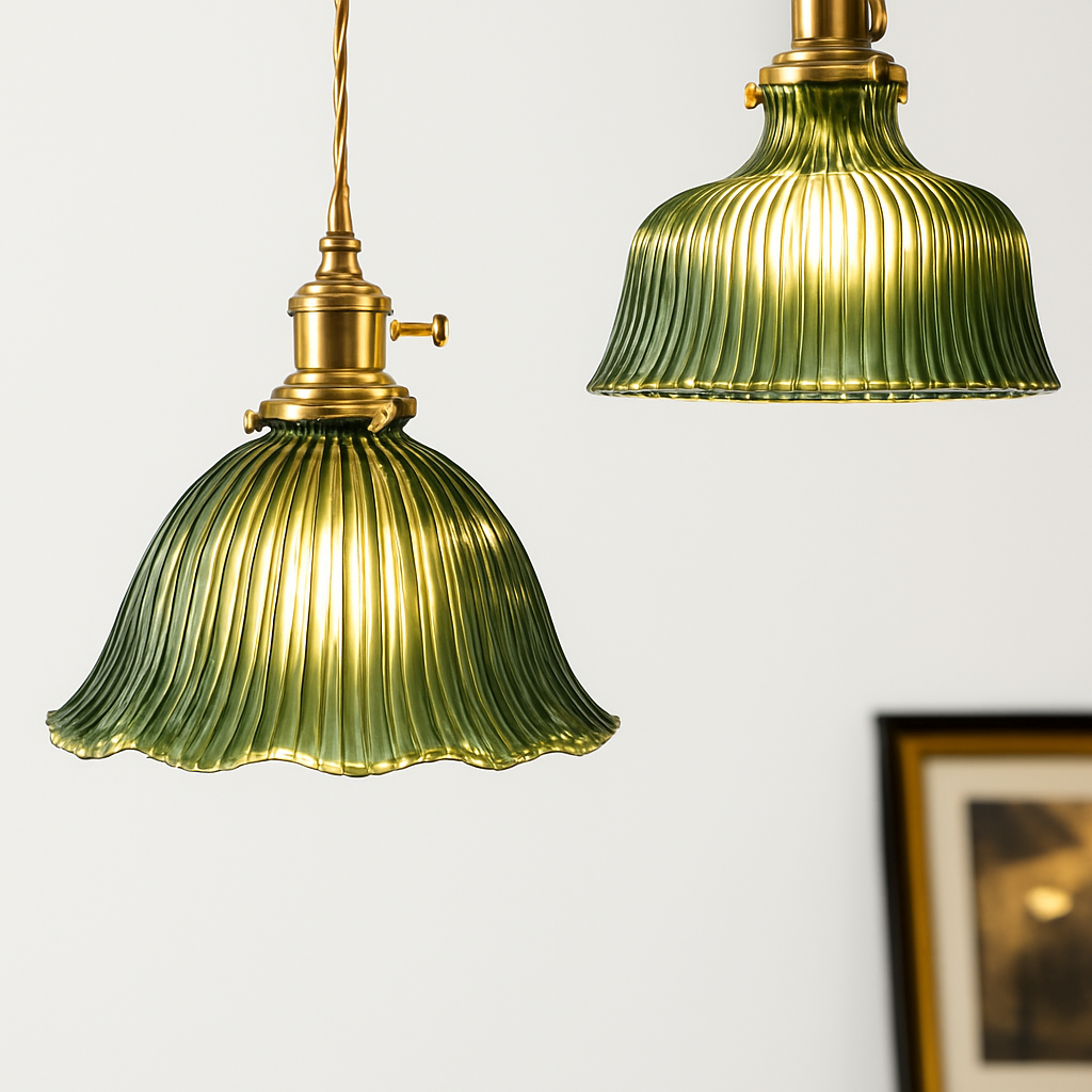 suspension nordique moderne avec abat-jour fleur en verre - vue 4 sur 30
