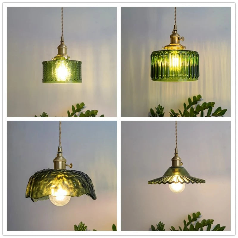suspension nordique vintage rustique verre cuivre décoration wabi-sabi