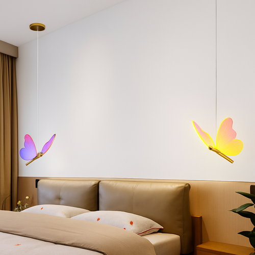 Suspension papillon LED moderne AC85-265V acrylique intérieur décoratif chambre à manger chevet lustre 3 couleurs plafonnier