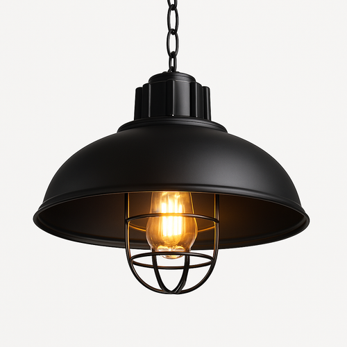 Suspension retro à cage en métal noir style industriel