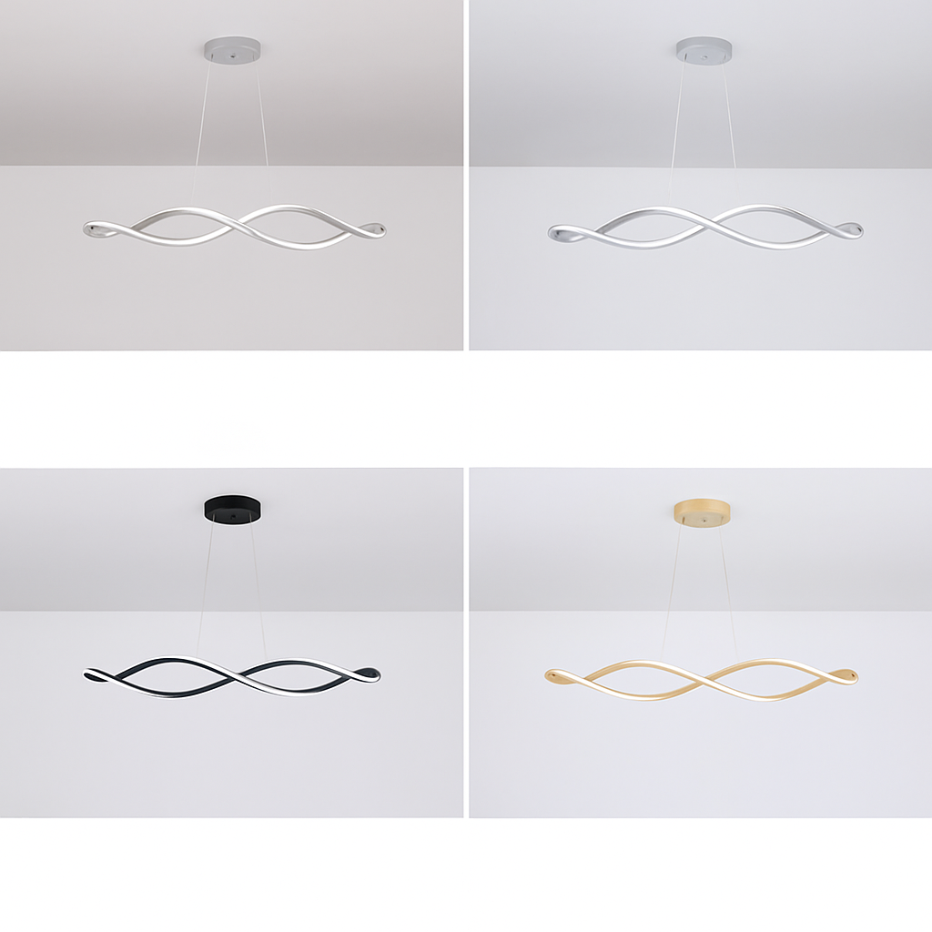 Suspension Suspension LED Lustres LED modernes pour salle à manger salon chambre L92cm Or / Chrome / Noir Télécommande / Contrôle APP - vue 8 sur 9