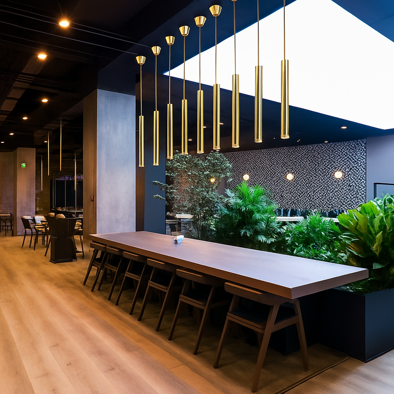 suspension tube led design moderne pour cuisine et bar