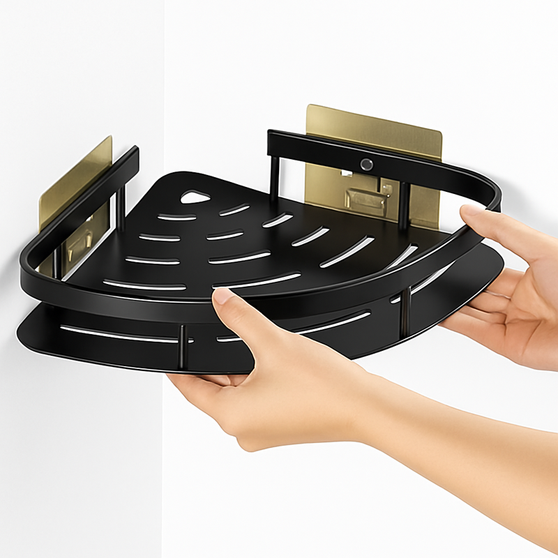 étagère murale en aluminium pour shampoing et maquillage sans perçage