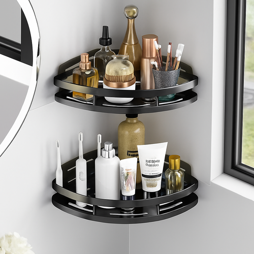 étagère murale en aluminium pour shampoing et maquillage sans perçage
