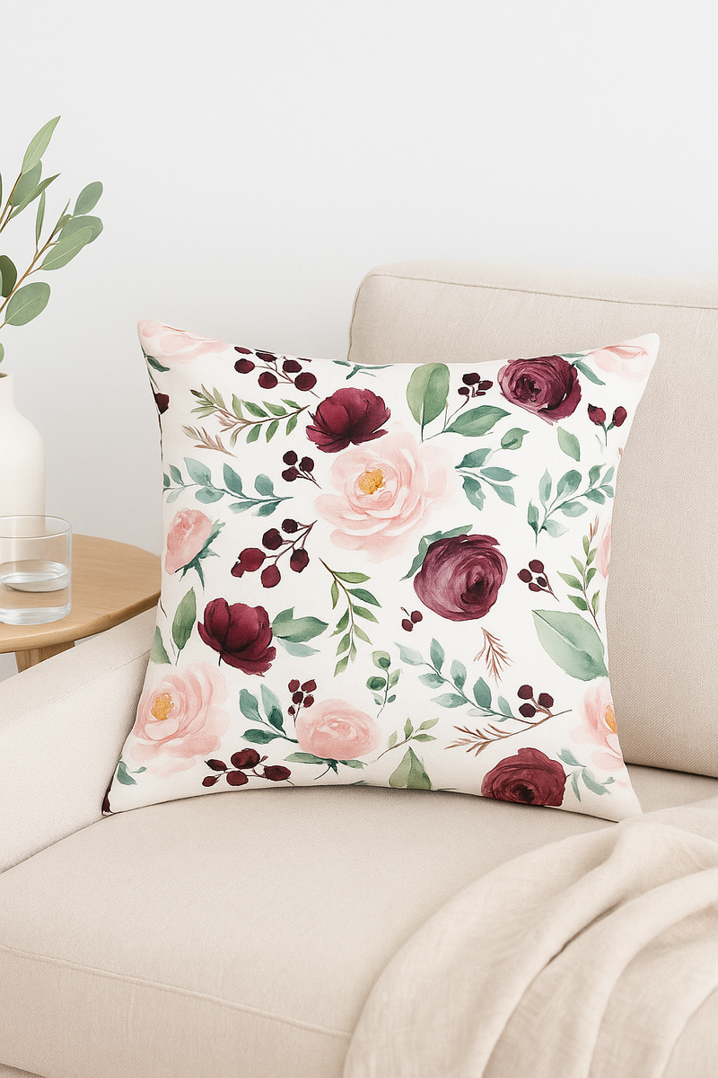 taie d'oreiller carrée à fleurs 45 cm x 45 cm