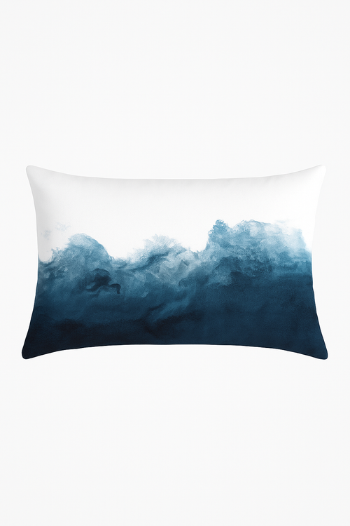 taie d'oreiller rectangulaire à motifs fleuris et feuillus bleus