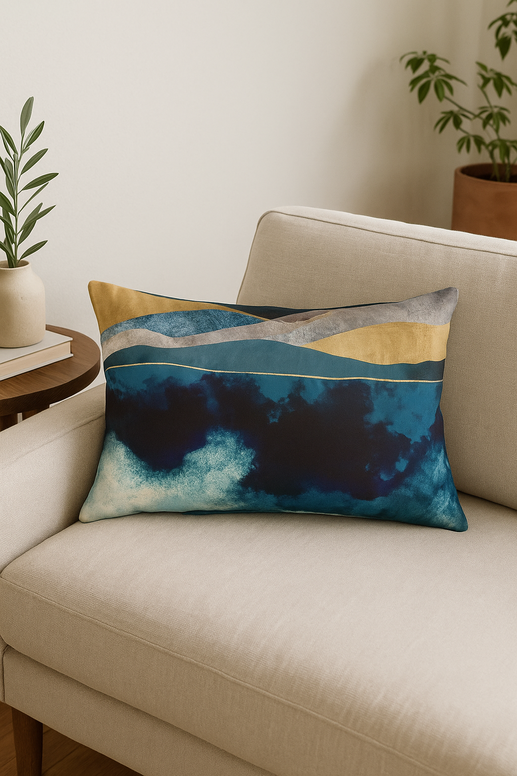 taie d'oreiller rectangulaire à rayures aquarelle chinoises décoratives