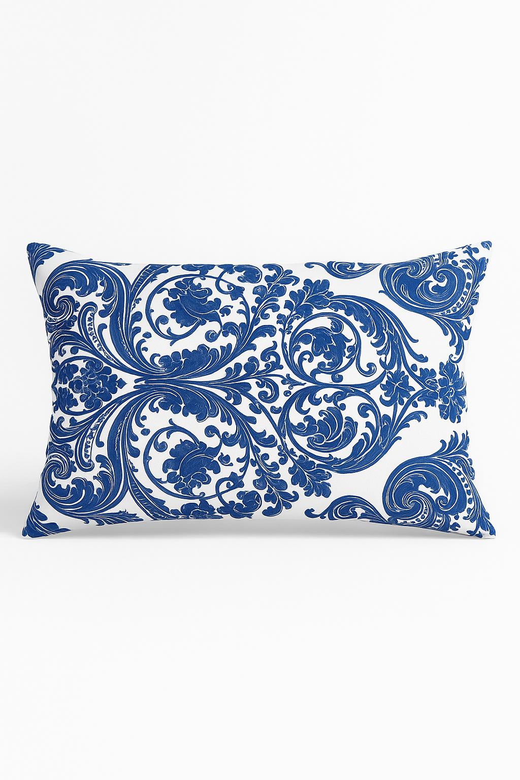 taie d'oreiller rectangulaire fleurs et feuilles bleues décoratives