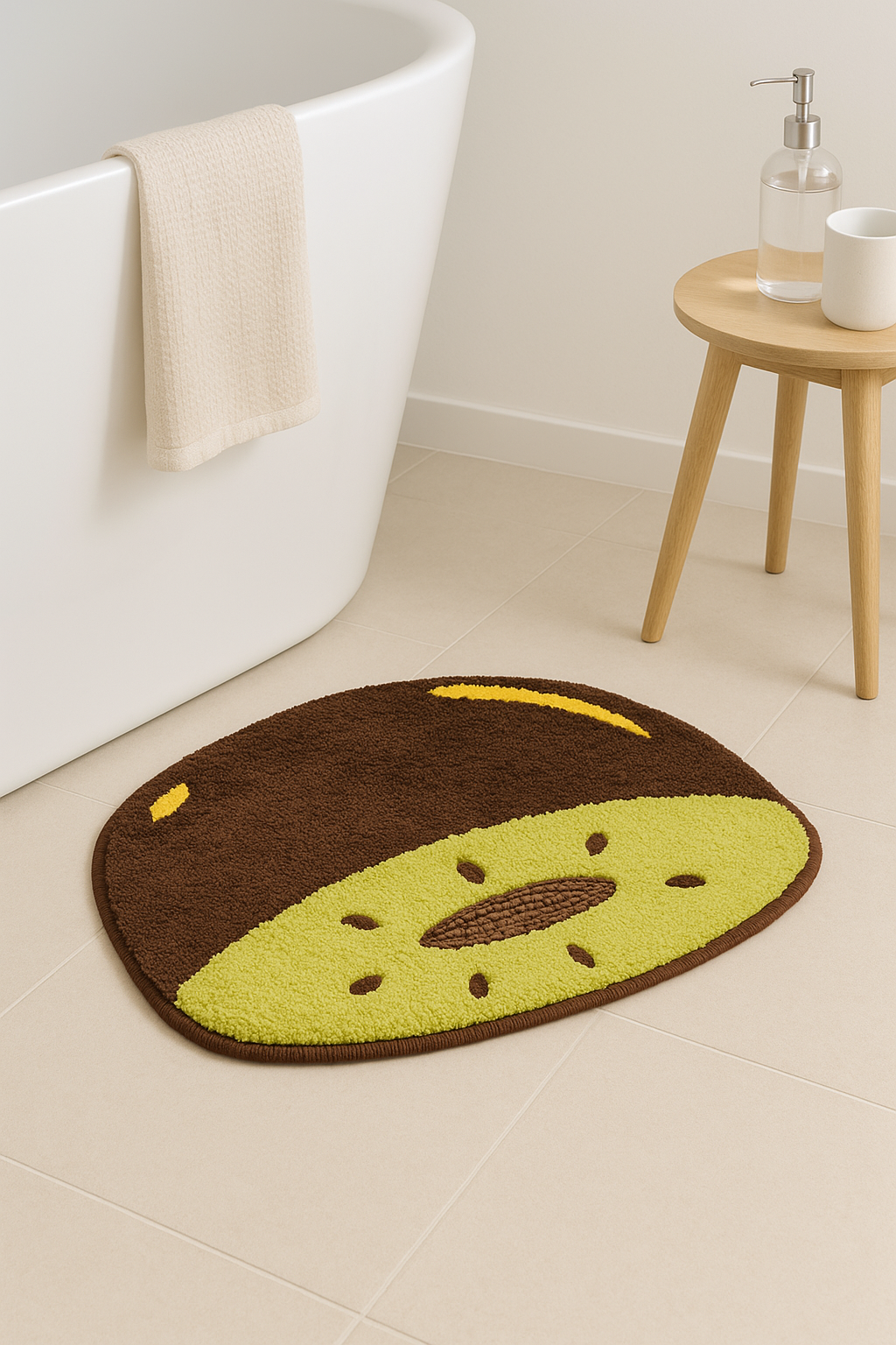 Tapis de bain absorbant motif citron enfant antidérapant - vue 3 sur 2