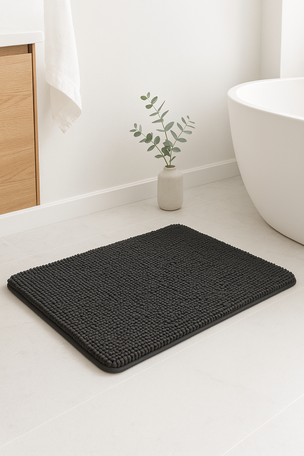 tapis de bain chenille microfibre absorbant antiderapant - vue 3 sur 2