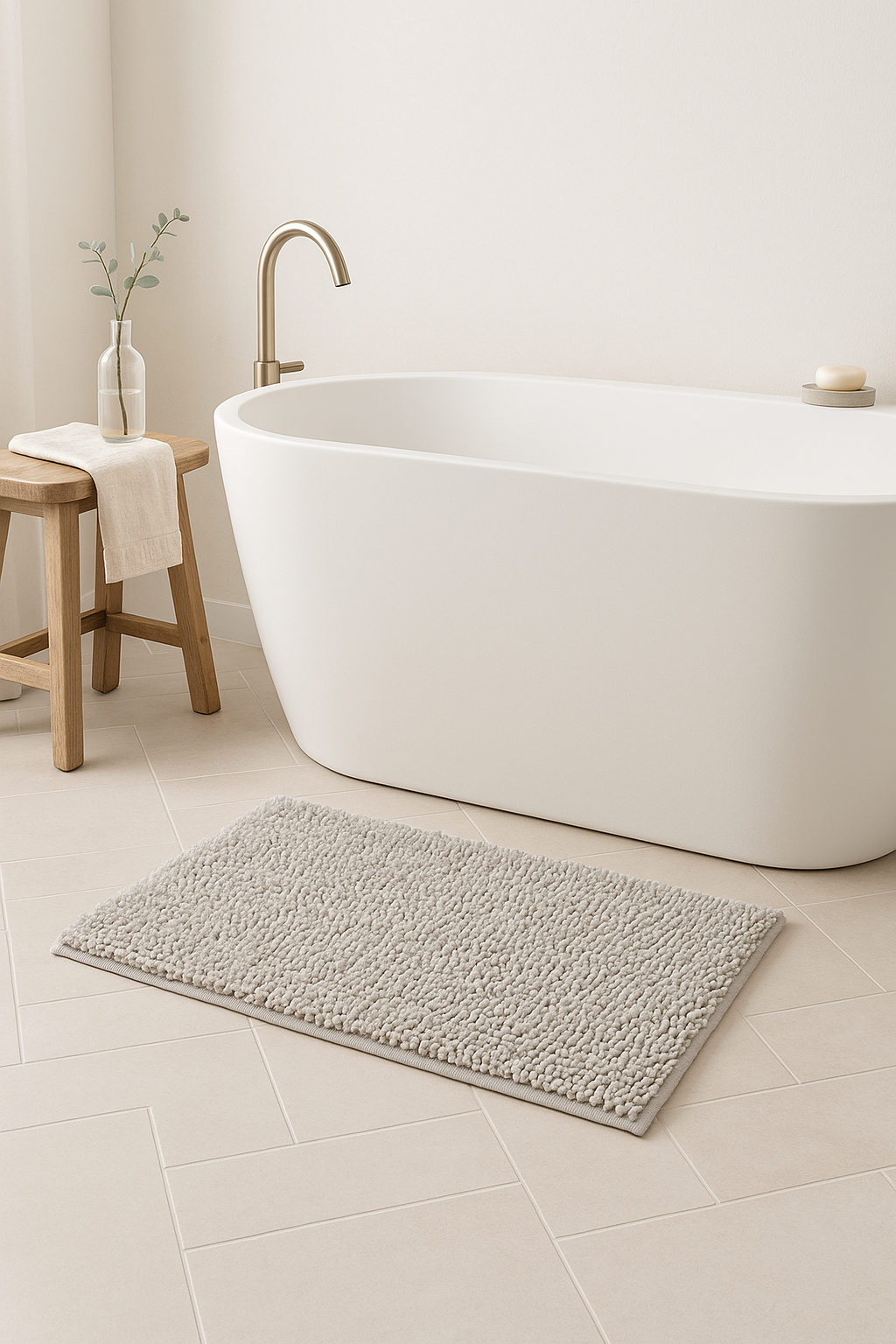 Tapis de bain chenille microfibre antiderapant absorbant - vue 3 sur 2
