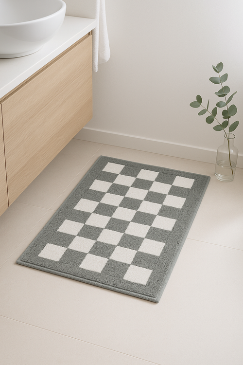 tapis de bain damier doux absorbant microfibre bain