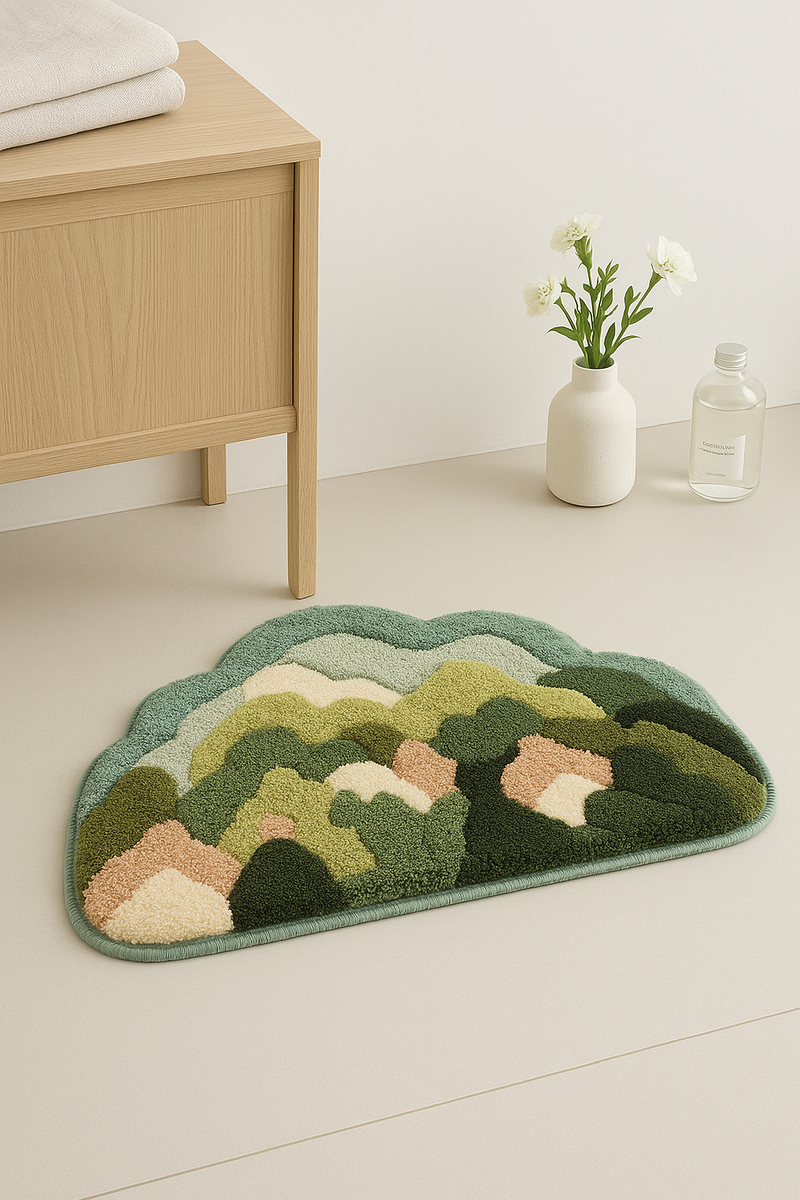 Tapis de bain fleur cartoon moelleux microfibre epais