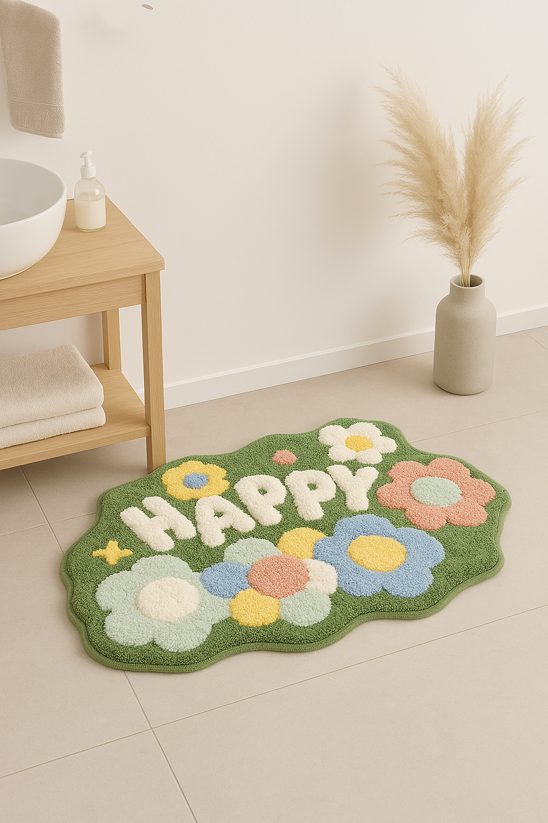 tapis de bain fleur cartoon moelleux microfibre epais