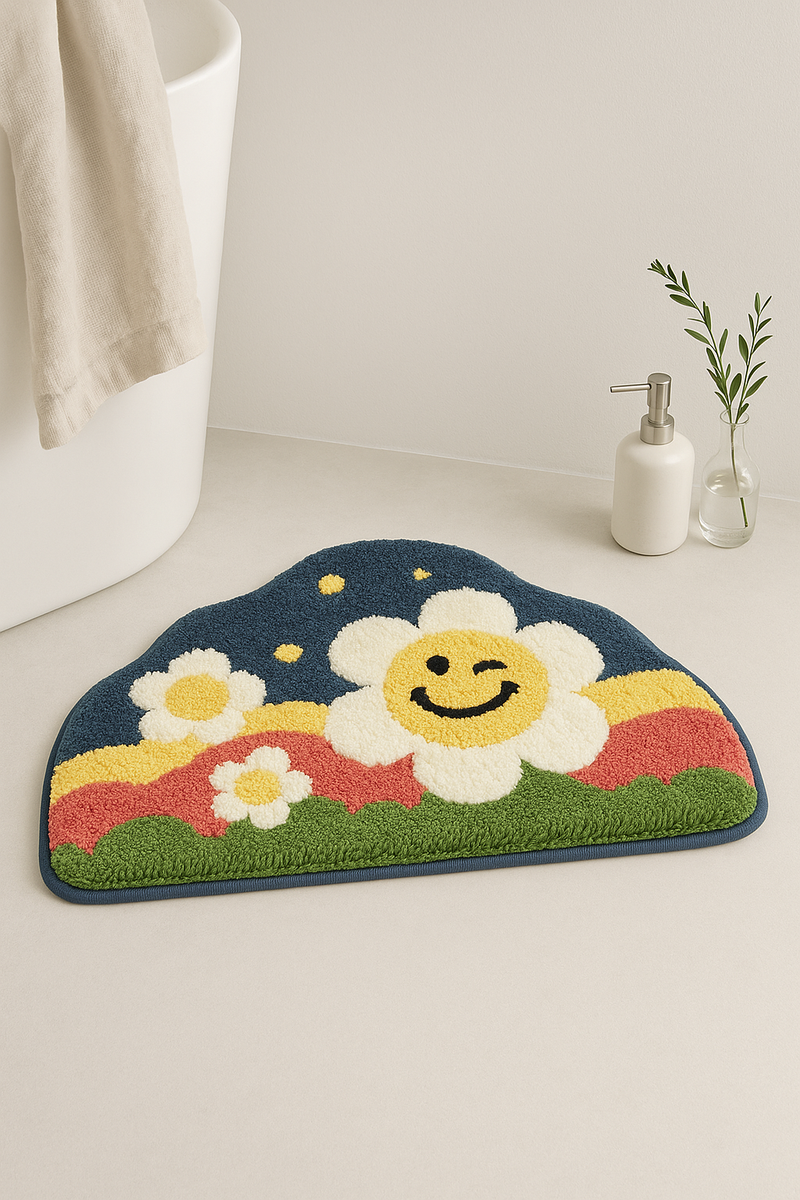 Tapis de bain fleur mignon microfibre epais luxe