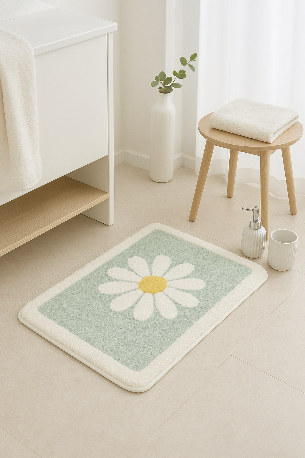 Tapis de bain fleurs mignonnes microfibre antiderapant