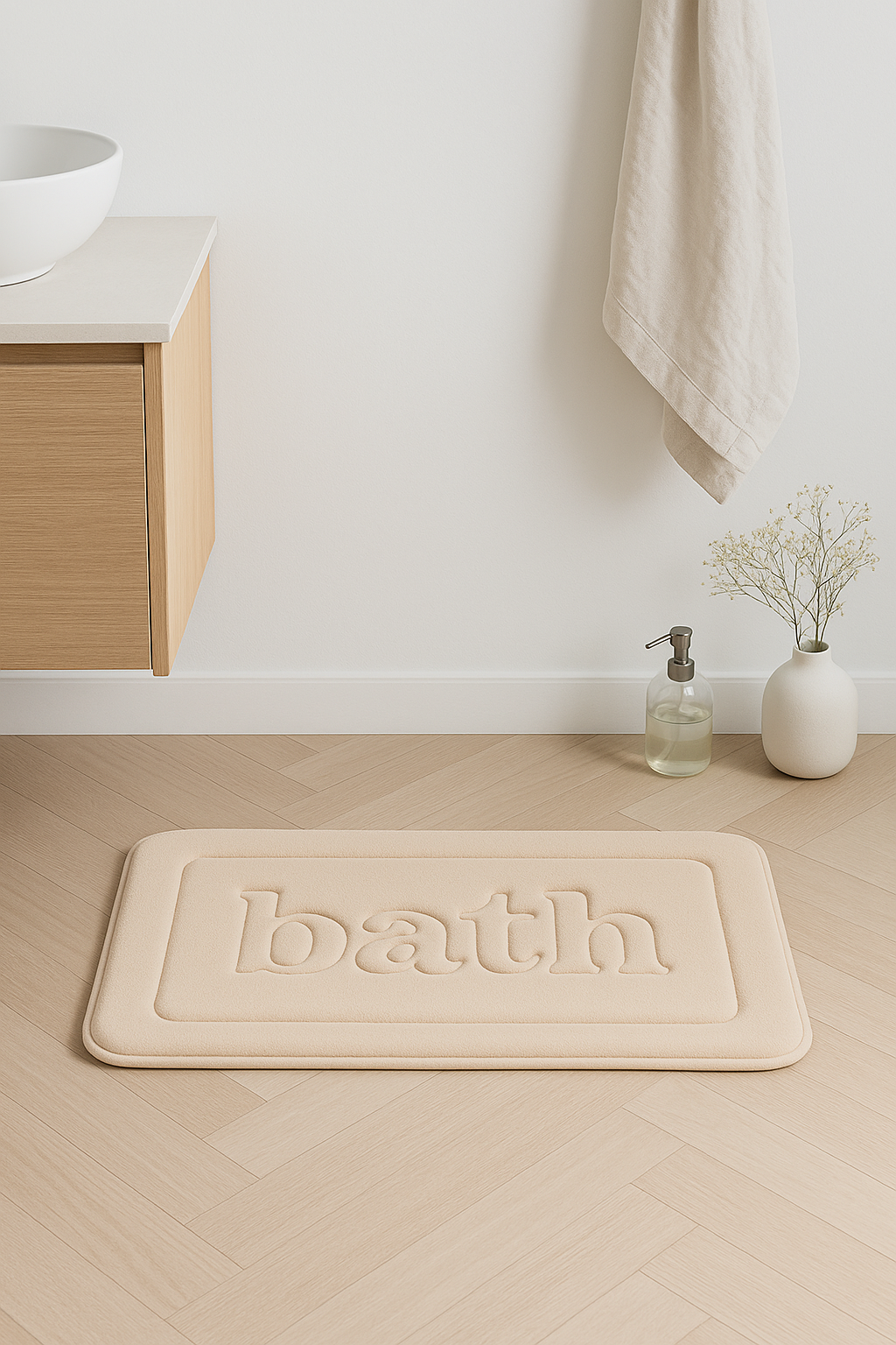 tapis de bain gaufré floral microfibre antiderapant moderne - vue 3 sur 2
