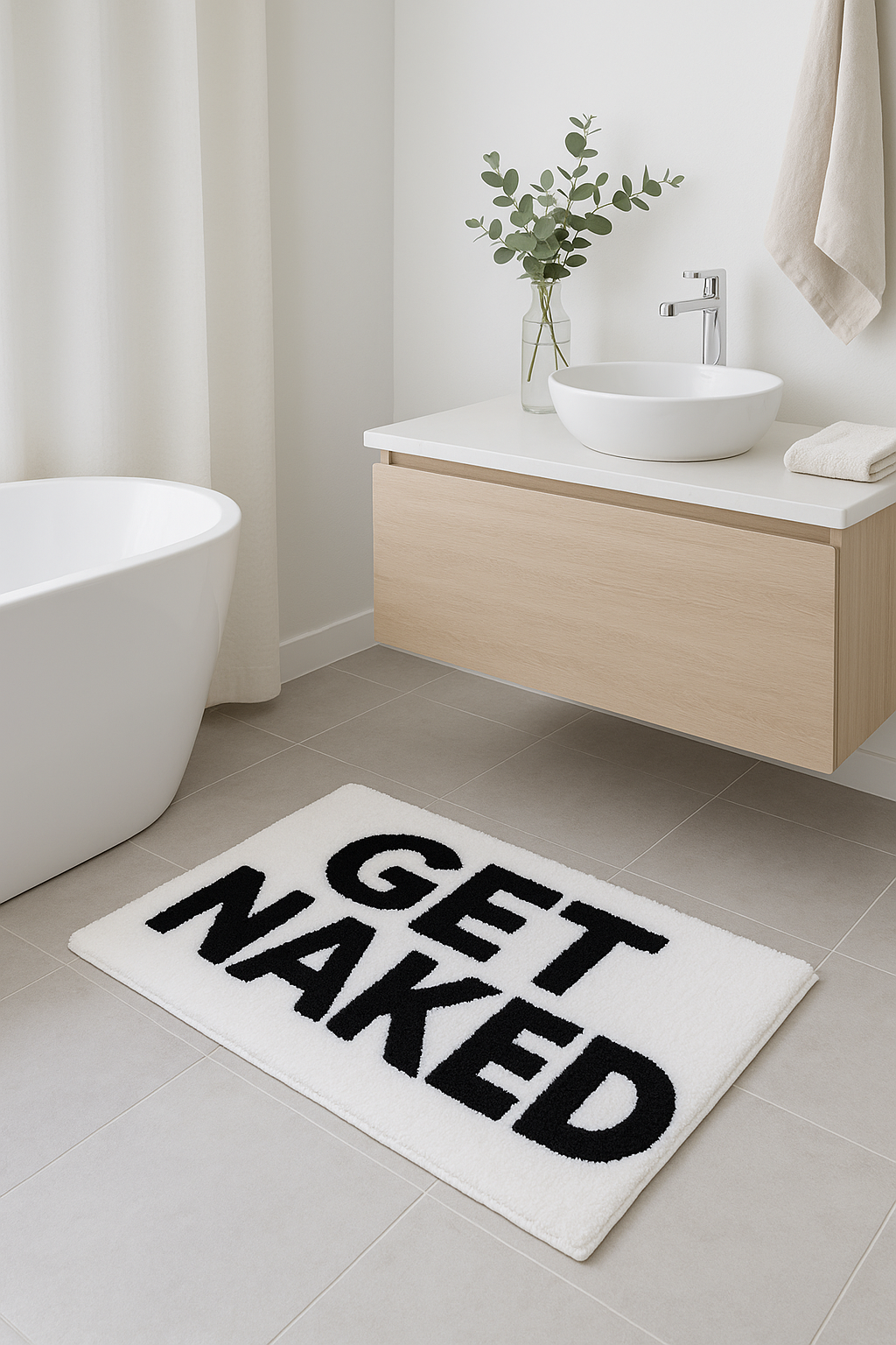 Tapis de bain get naked cartoon moelleux épais - vue 3 sur 2