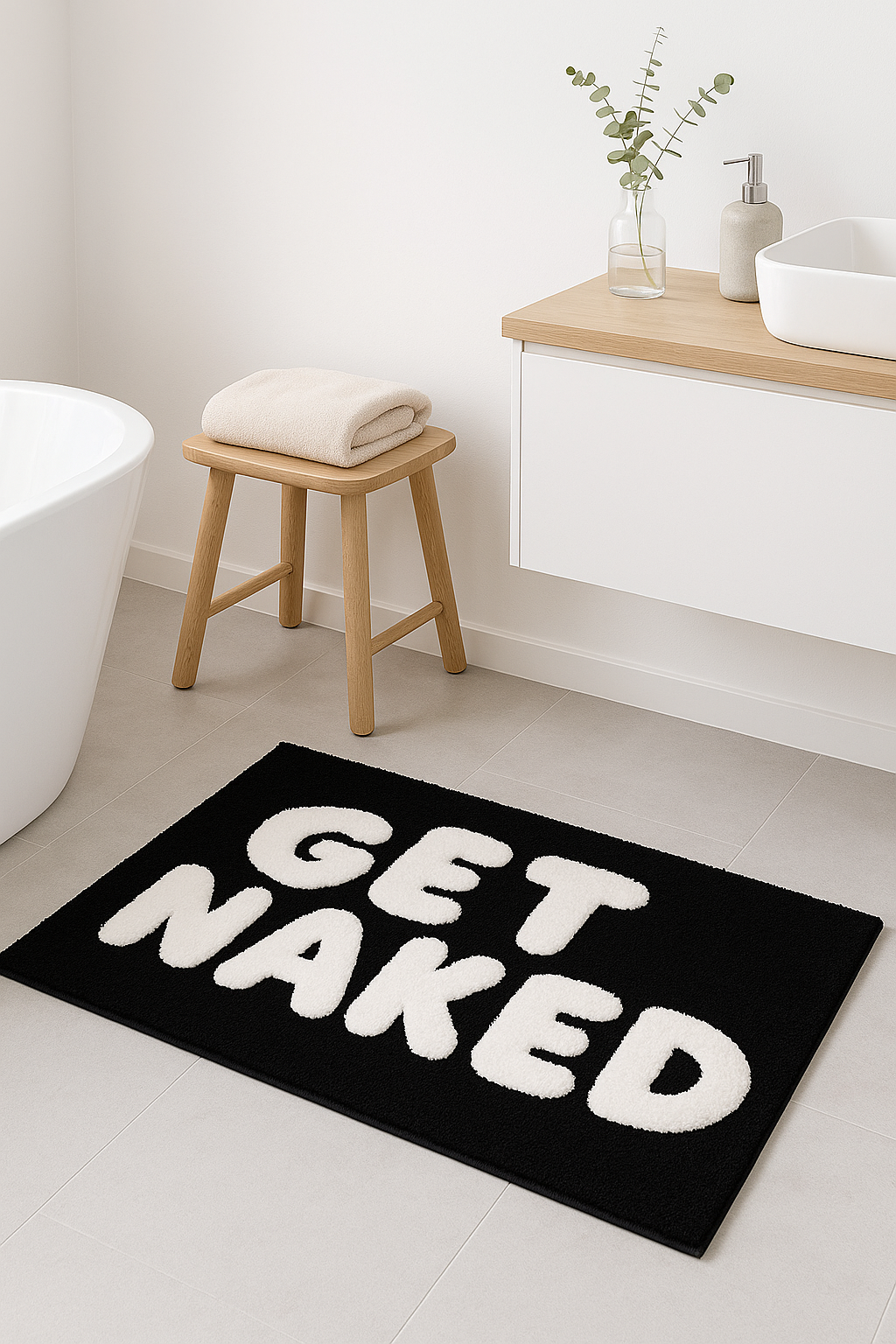 tapis de bain get naked shaggy epais antiderapant - vue 3 sur 2