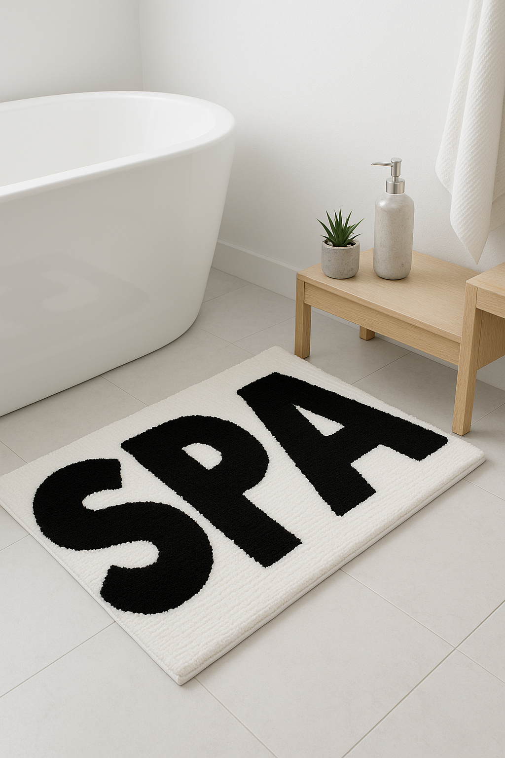Tapis de bain lettres style cartoon doux absorbant - vue 3 sur 2
