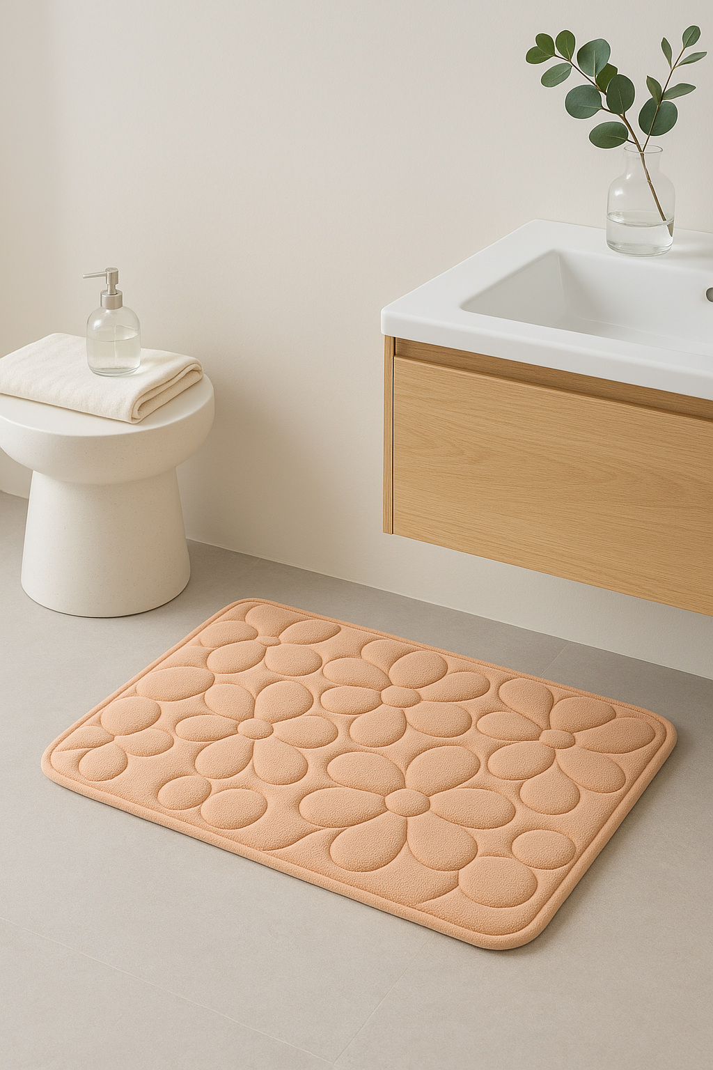 tapis de bain memoire forme antiderapant floral absorbant