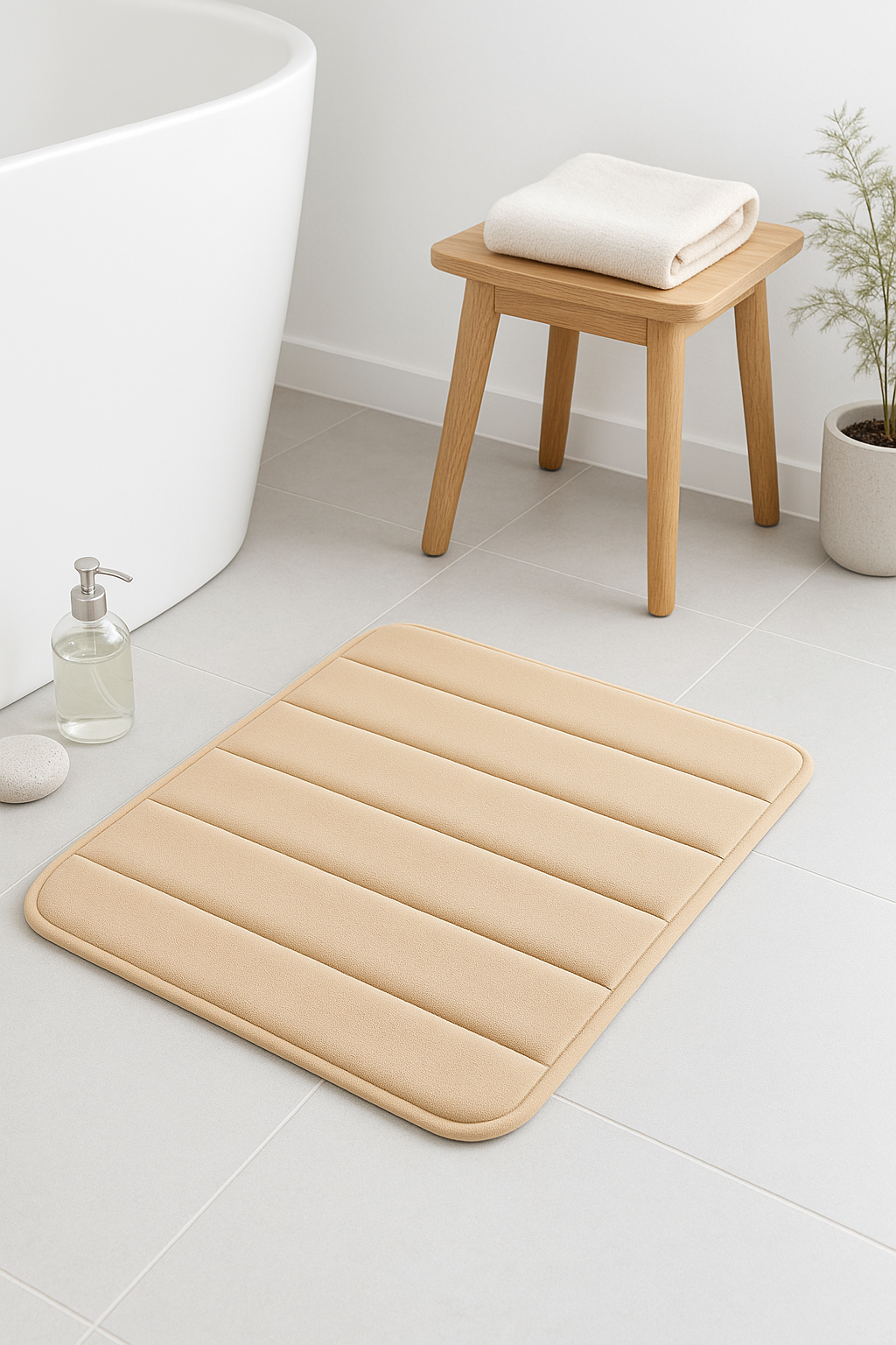 tapis de bain memoire forme doux antiderapant raye - vue 3 sur 2