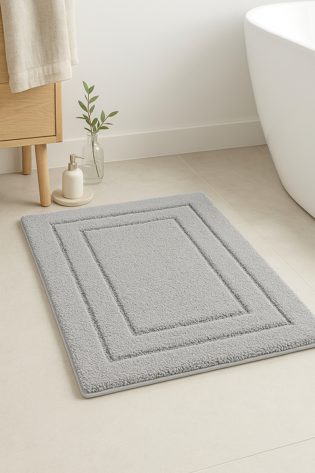 tapis de bain microfiber antidérapant double cadre absorbant - vue 3 sur 2